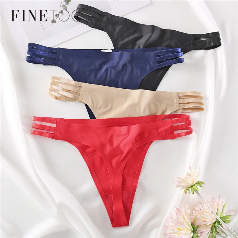 Женские стринги FINETOO сексуальное бесшовное нижнее белье ажурные трусики с