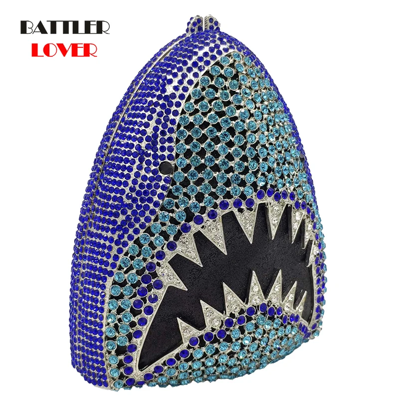 

Big Shark Crystal Clutch Evening Bag for Women 2021 Clutches Wedding Party Diamond Minaudiere Handbag Female Dinner Flaps Purses