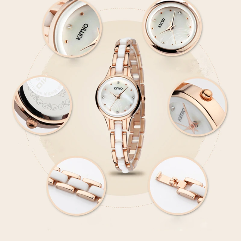 

Kimio Brand Luxury Women's Wrist Watch Rhinestone Crystal Fashion Ladies Analog Quartz-watch Montre Femme Clock Female