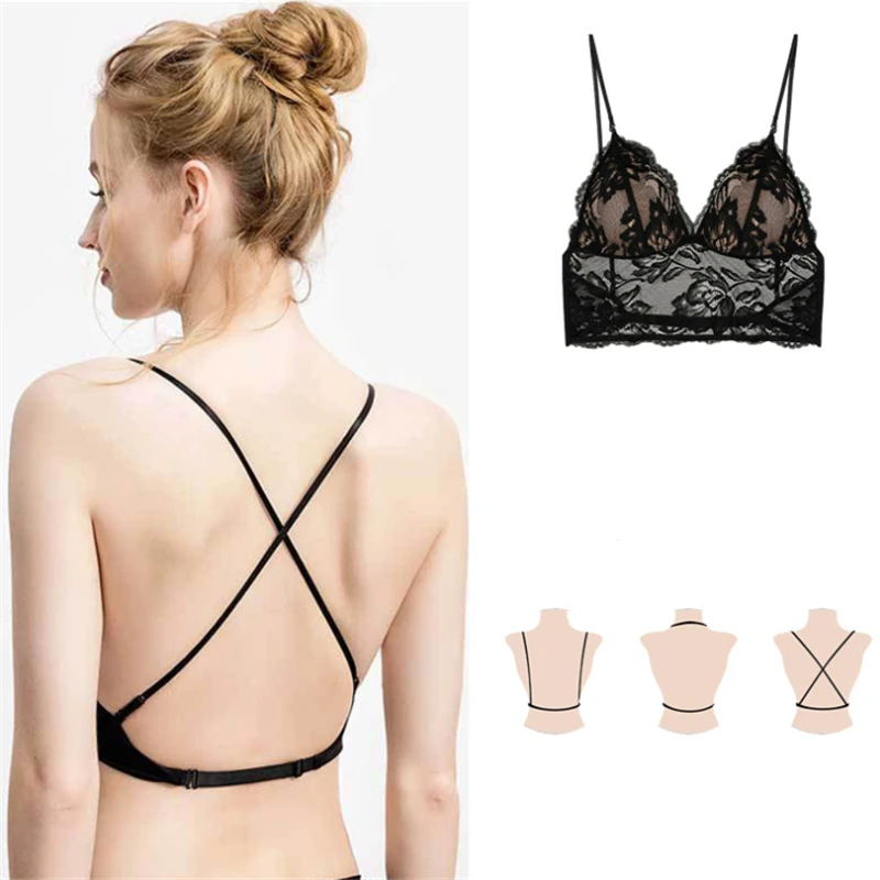 

Women's Sexy Lace Bra Corset Beauty Back Female Bralette Big Backless Push Up U-Shape Lingerie Seamless Perspective Underwear