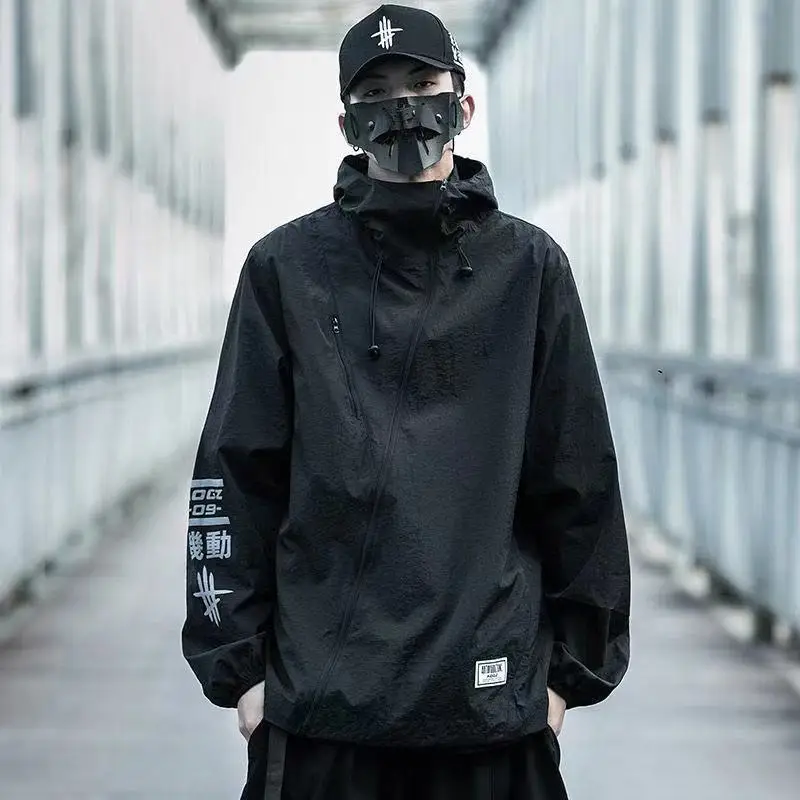 

Mens Sun Protection Jacket Coat Hip Hop Streetwear 2021 Summer Ultrathin Sunscreen Jackets Thin Breathable