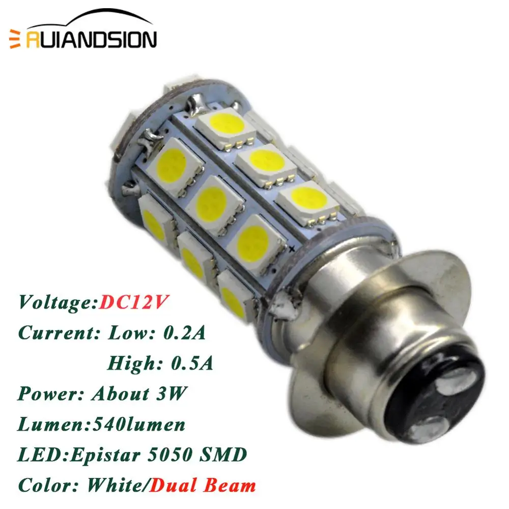 Лампы светодиодные для мотоциклетных фар 6 в 12 В H6M P15D 27smd 5050 4300 К| |