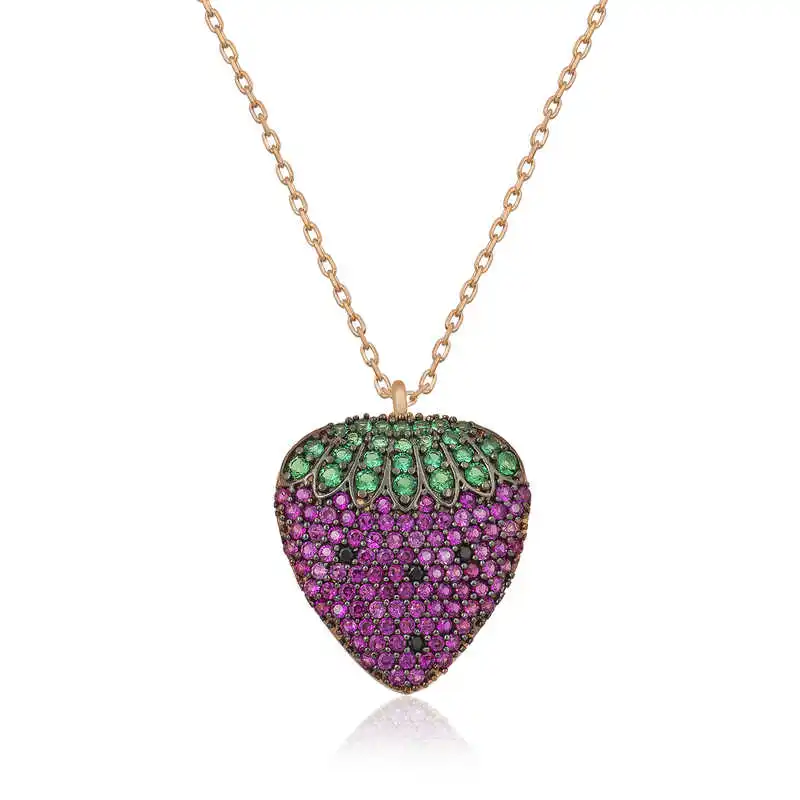 

Серебряное женское ожерелье в виде клубники Silverlina