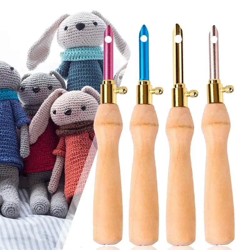 

Wooden Handle Embroidery Pen Adjustable Embroidery Punch Needle Weaving Tools for DIY Craft Stitching Sewing Accessories