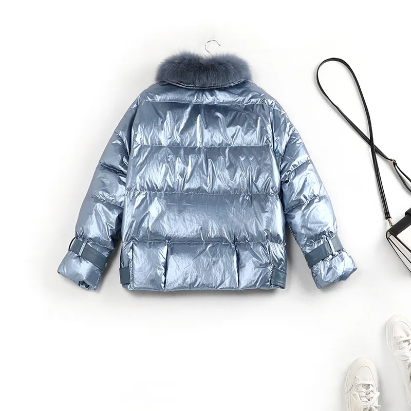 

Xl-5Xl Plus Size Women Cotton Padded Jacket Big Fur Collar Coat Polar Fleece Stitching Short Overcoat Shiny Winter New 2021