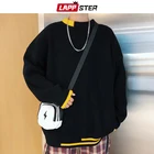 LAPPSTER Мужские корейский стиль, Лоскутные Свитера Пуловеры 2021 мужские черные модные повседневные оверсайз вязаные свитера Осенние Топы оверсайз