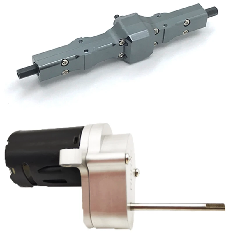 

2 Pcs RC Car Part: 1 Pcs Full Metal Rear Bridge Axle with Gear & 1 Pcs Metal Transmission Gearbox with 370 Motor