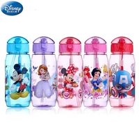 disney cup cartoon mickey minnie mouse water cups with straw boys girls student outdoor drinking water bottle kids gift 450ml