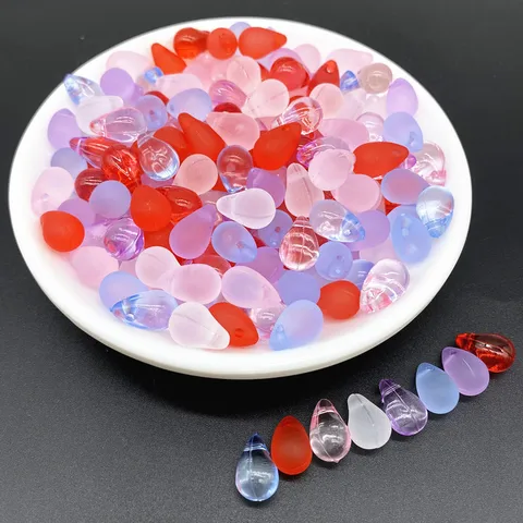 Акриловые прозрачные матовые каплевидные бусины LXGSMBENTENG 8x13 мм 30 шт