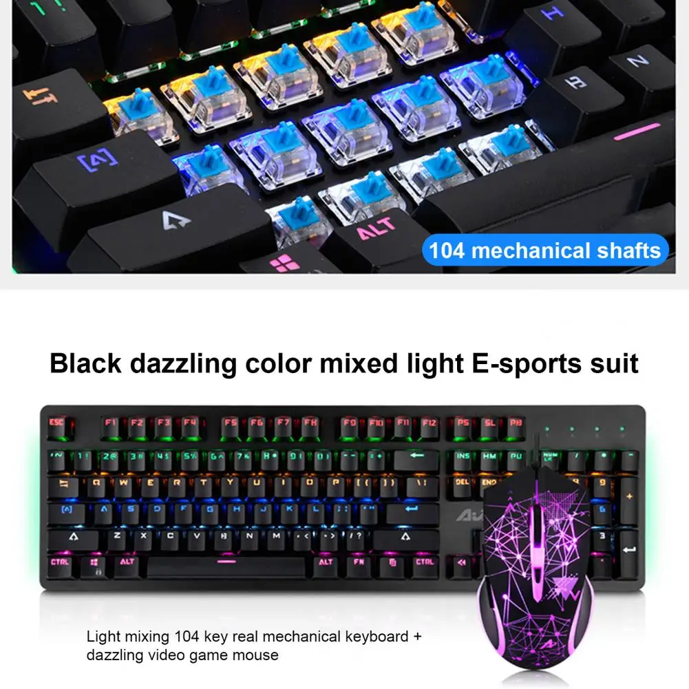 AJAZZ Watchman II Mechanical Keyboard Blue Switch 104 Keys Quick Response Gaming Keyboard Mouse with Backlight for Computer enlarge
