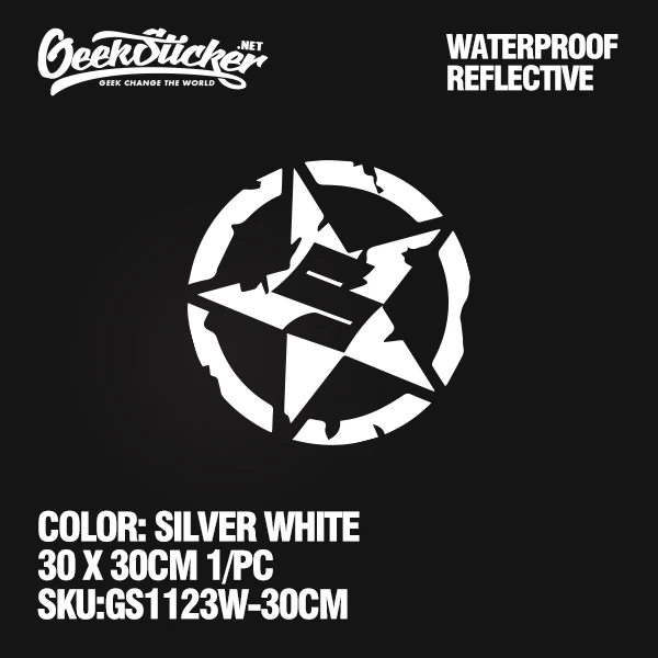 GS1123-Silver-30cm Водонепроницаемый пятиконечная звезда тела для автомобильного стайлинга светоотражающий виниловый стикер переоборудование внешние наклейки для SUZUKI JIMNY Swift и т. д - Название цвета: GS1123-Silver-30cm
