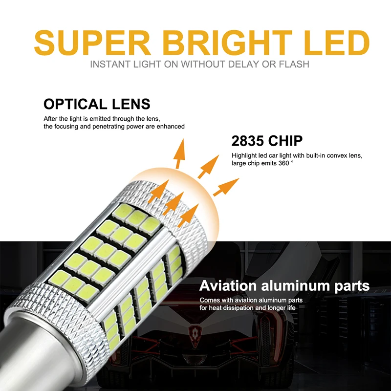 2 шт. Автомобильные светодиодные лампы 2835SMD BA15S PY21W 1156 P21W R5W 12 В | Автомобили и