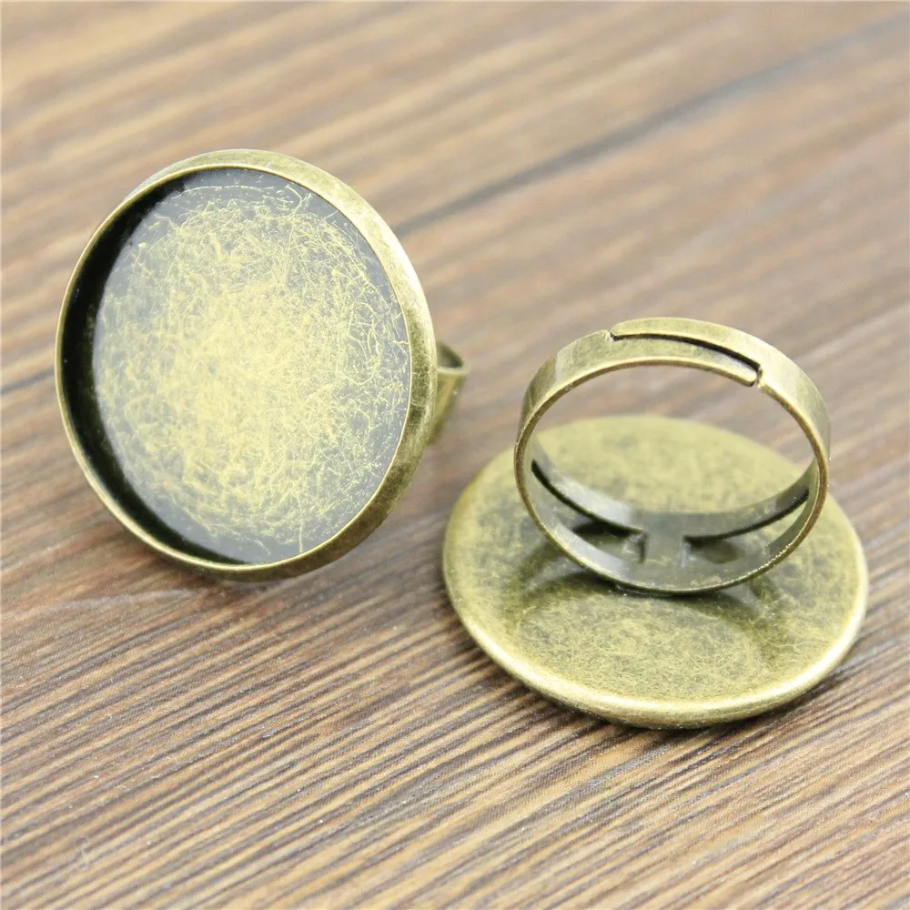

5pcs Fit 25mm Round Cabochon Adjustable Ring Settings, Round Base Ring, Round Bezel Ring Blank