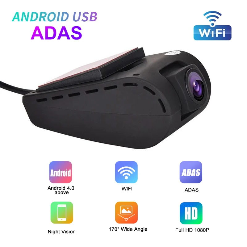 

New Wifi Car DVR Camera ADAS Dash Cam With G-sensor 1080P HD Night Vision Car Dashcam 170Â° Wide Angle Android USB Video Recorder