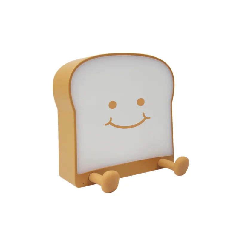 

Rechargeable Silicone Kawaii Cartoon Toast Night Light Bedroom Phone Holder Atmosphere Ambient Kid Children Bedside Night Lamp