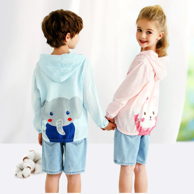 

Kids Autumn Coat Children Boy/Girl Clothes Cute Hooded Outdoor Beach Pink/Blue Sun Protection Coats Toddler Spring Coat Jackets