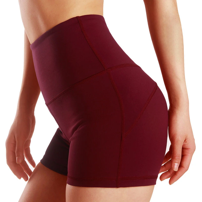 Однотонные шорты для йоги с высокой талией женские спортивные Леггинсы эффектом