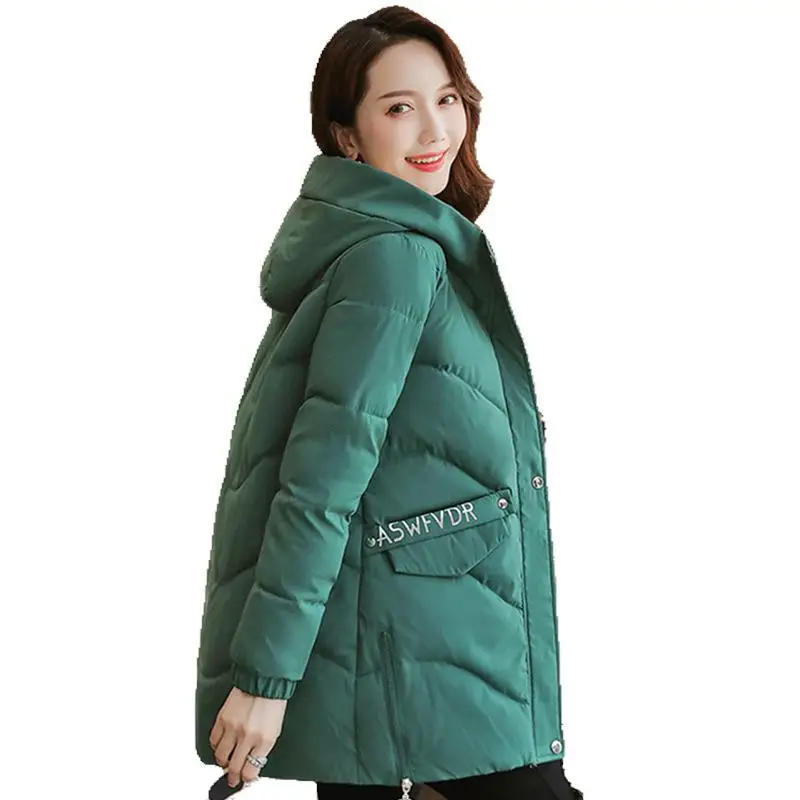 HEFLASHOR Женское зимнее теплое пальто с капюшоном плюс размер зеленая хлопковая