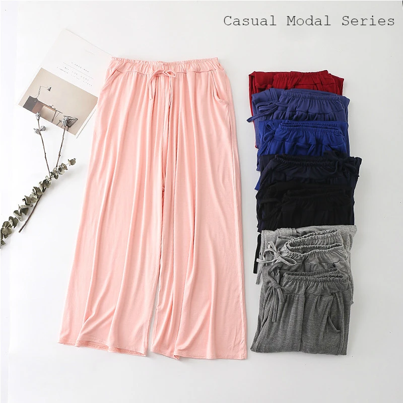 

Spring Summer Girls Modal Loose Wide Leg Pants Casual Large Size Cool Pink Cropped Pants Female Plus Size Womens Stretch Pants
