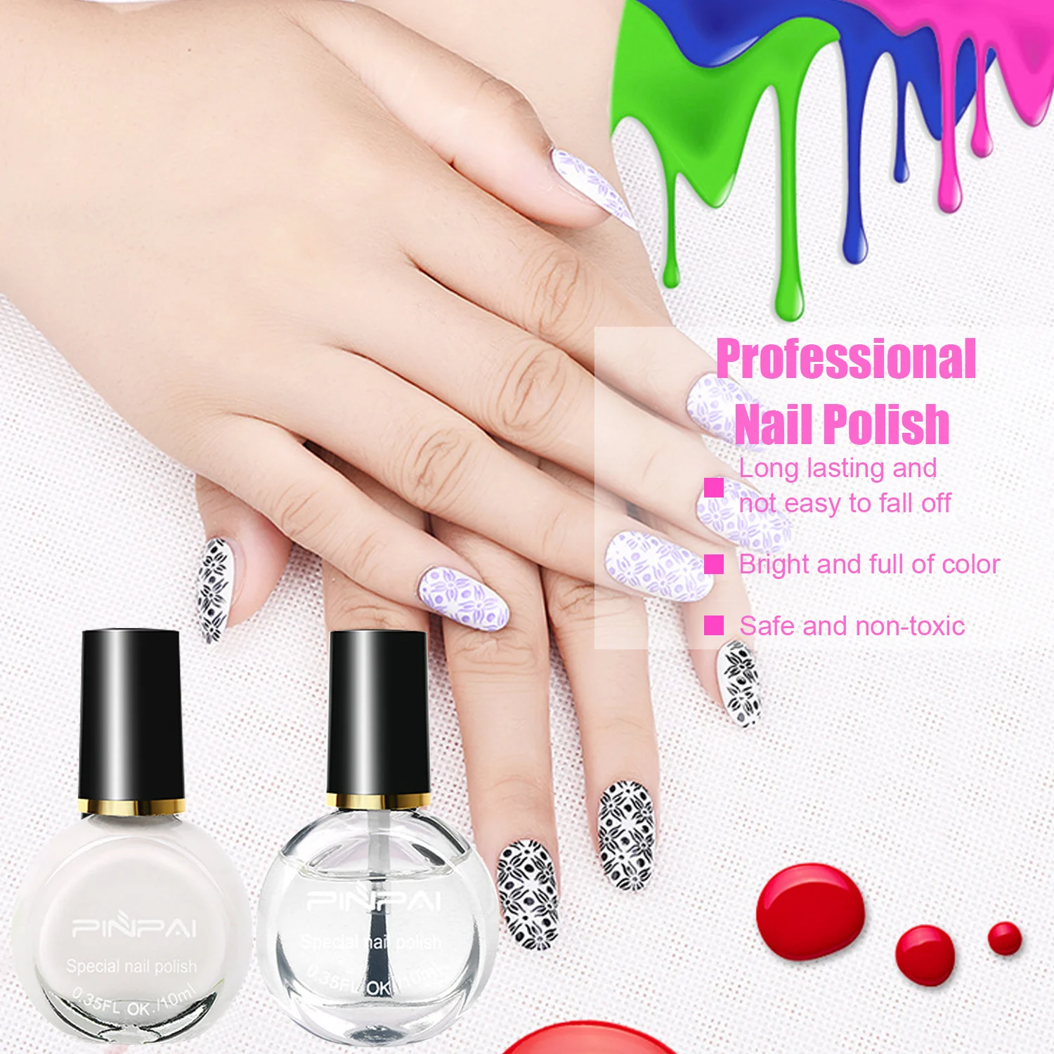 2 шт. стемпинг ногтей покрытие верхнее для дома Профессиональная парикмахерская