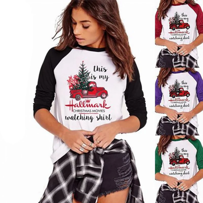 Рождественская футболка с длинным рукавом теплая модная женская забавная
