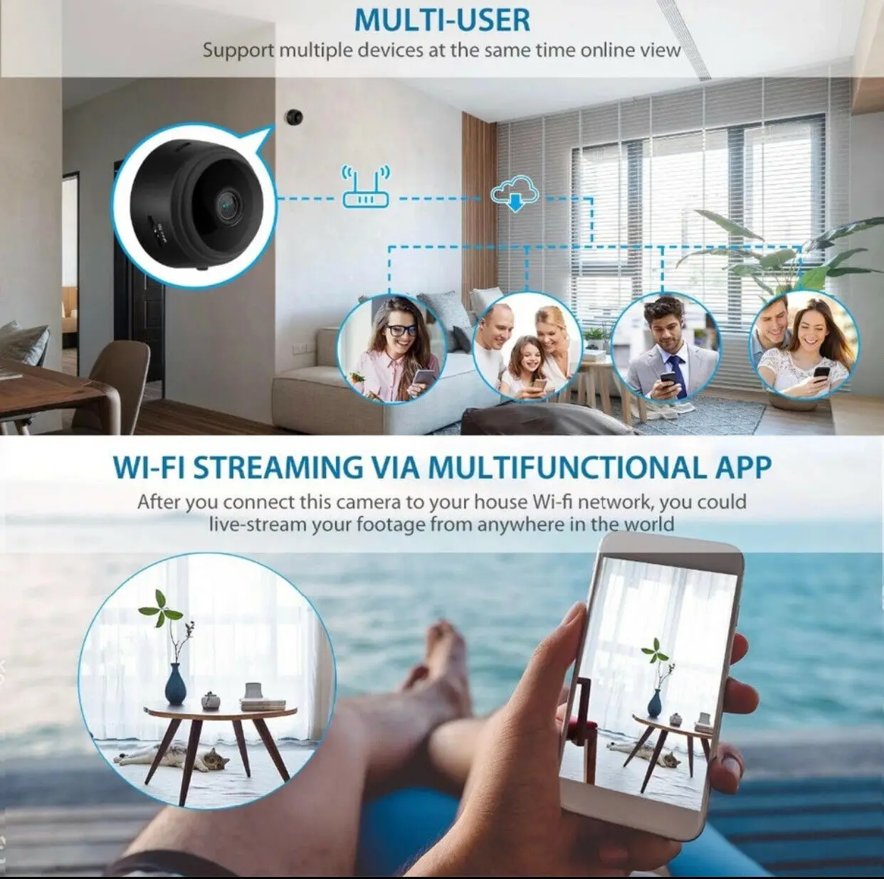 Мини-камера видеонаблюдения с поддержкой Wi-Fi 1080P |