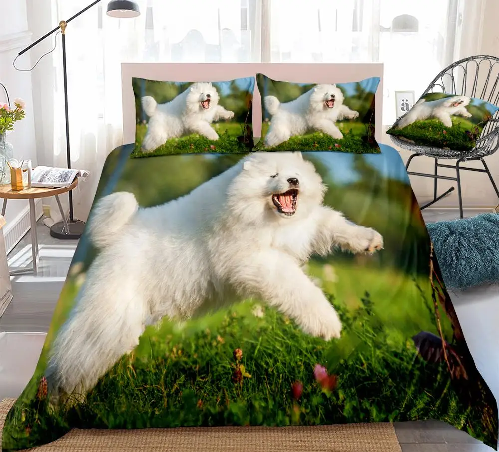 Набор пододеяльников с объемным рисунком самоедов для прыжков самоед на траве