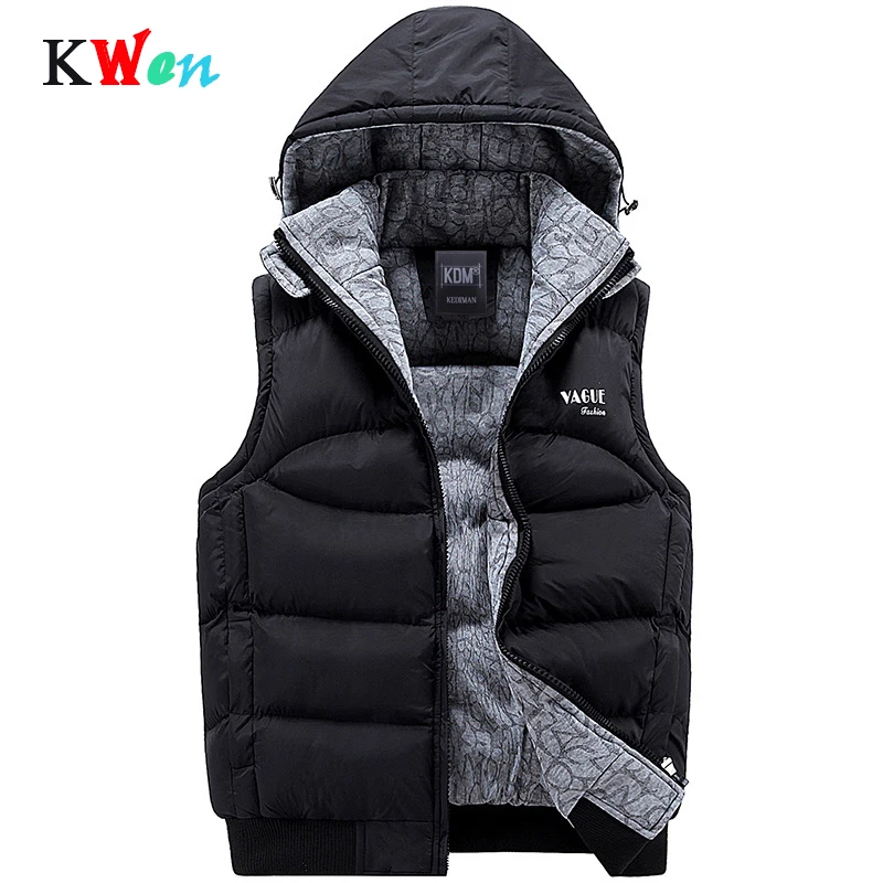 Мужской утепленный жилет зимний хлопковый с капюшоном Повседневная ветровка