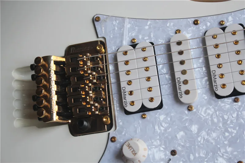 

Высококачественная Белая электрогитара от 21 до 24 ладов, гитара с зубчатым концом, вся Золотая фурнитура, бесплатная доставка, 7 гитар