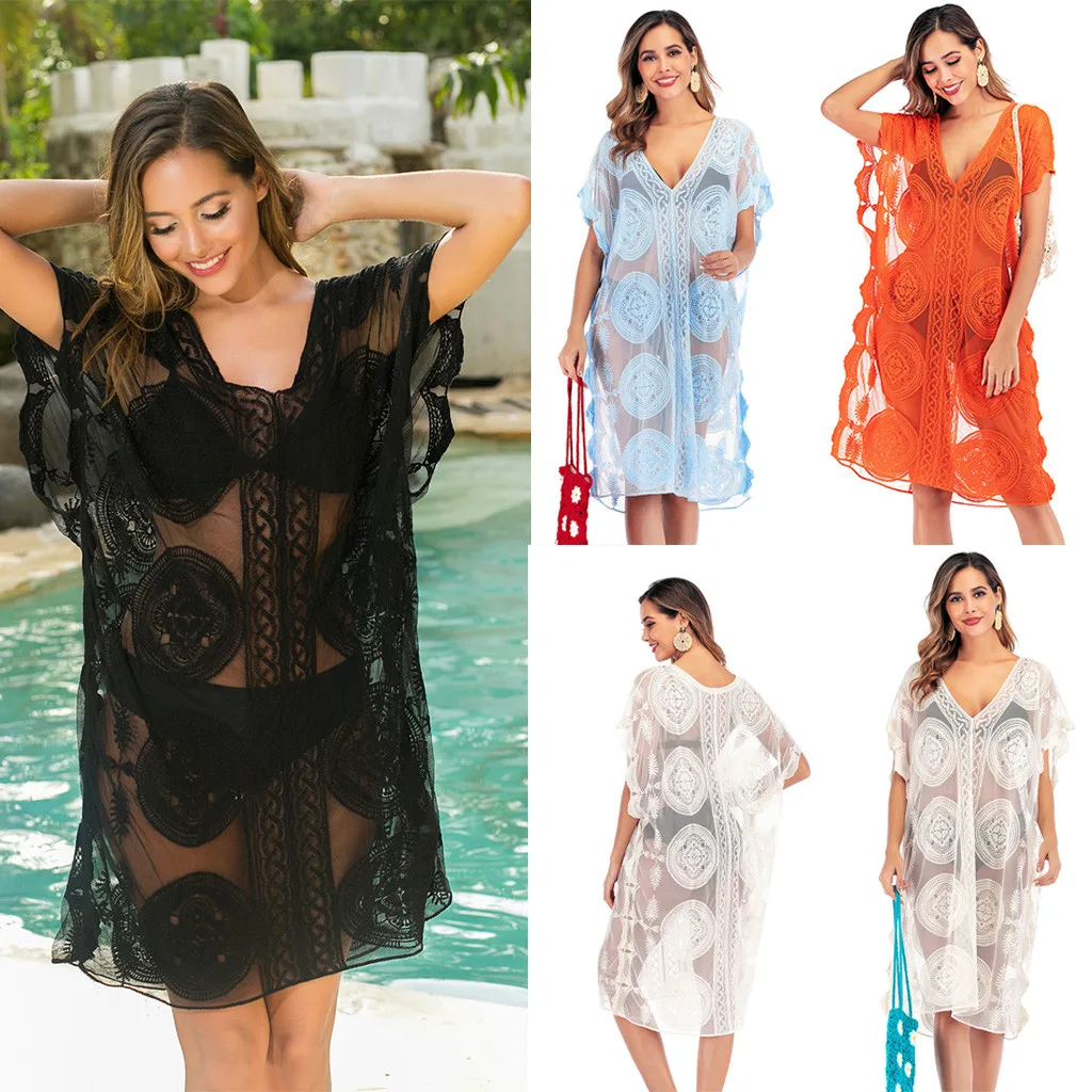 Женский модный свободный сексуальный кружевной пляжный прозрачный купальник с