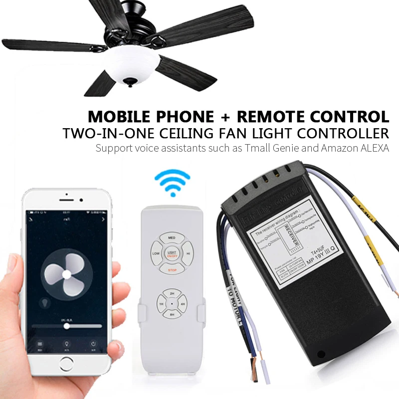 

Tuya WIFI Smart Ceiling Fan Controller Light Tuya/smart Life APP Speed Remote Control Switch Work With Alexa Google Home