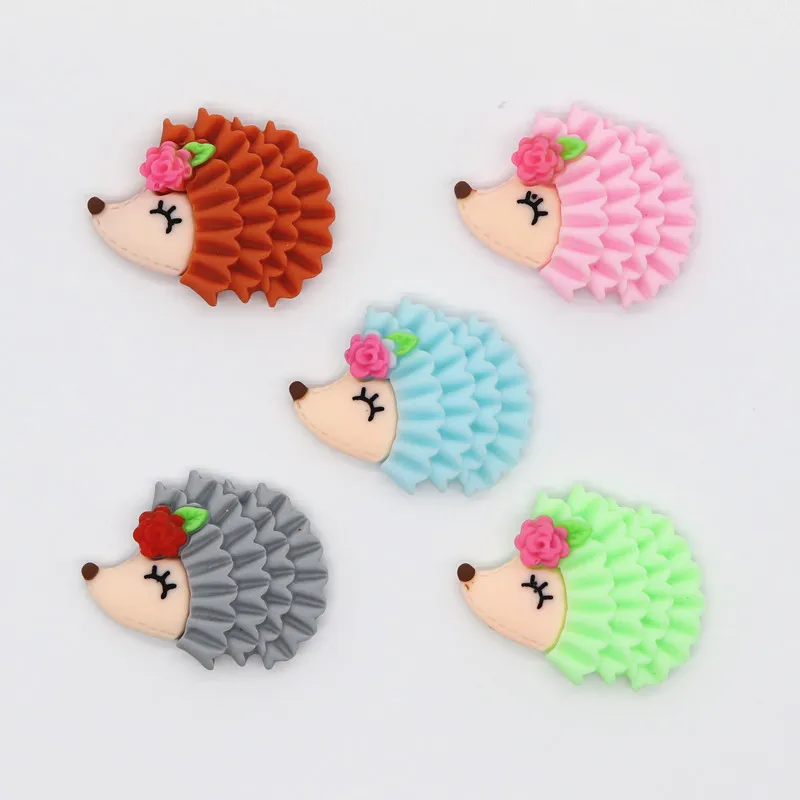 10 шт./лот Kawaii Ёжик из смолы с плоским основанием мультфильма сделай сам
