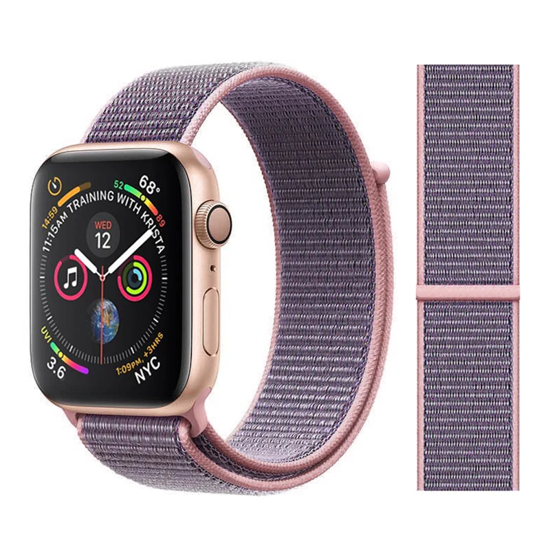 Color5 Pink sand Нейлон Ремешок для наручных часов Apple Watch серии 3/2/1 38 мм 42 мм мягкий нейлон дышащий сменный ремешок Спортивная петля для наручных часов iwatch серии 4 40 мм 44 мм - Цвет ремешка: Color5 Pink sand