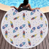 new dream catcher feather microfiber towel beach shawl with tassel beach blanket for picnic camping grounding mat