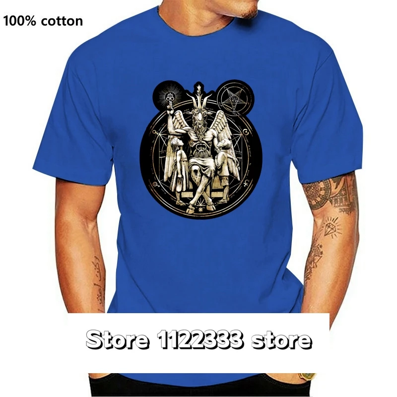 

Camiseta de algodón satánico para hombre, camiseta informal de bafomet