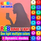 RGB неоновый светильник с закатом, светодиодная Радужная Ночная лампа с USB для внутреннего проектора, лампа для фотографирования, декоративная лампа для кофе, необысветильник щение