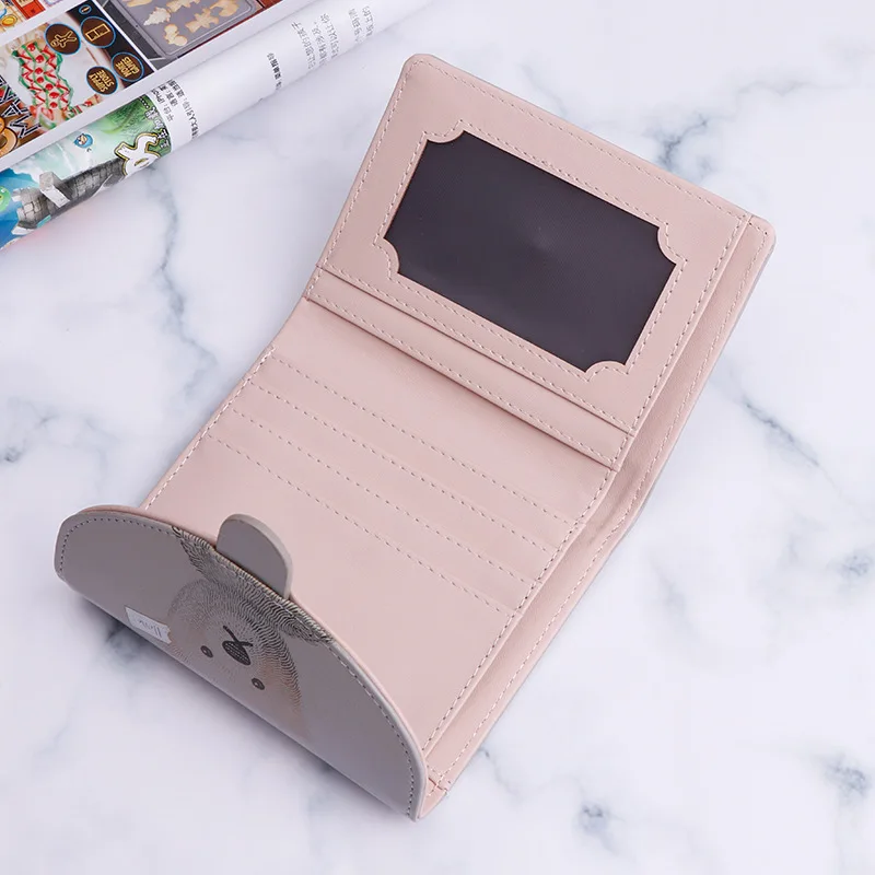 

2019 New Fashion PU Leather Women's lovely Cartoon Animal Short Small Wallet Hasp Women Credit Card Coin Wallet Pocket Girls