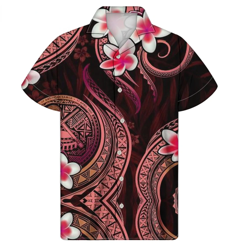 

Men's Polynesian Hawaiian Traditional Frangipani Shirts Soft Fabric Holiday Vacation Shirt Leisure Floral Tops