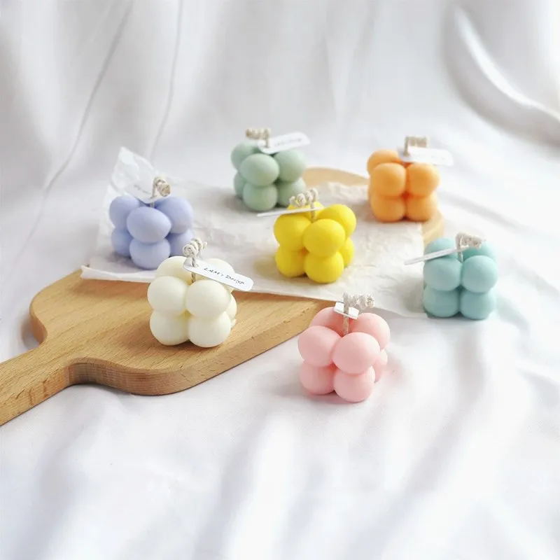 1 шт. соевый воск свеча милый маленький куб Геометрия бездымного масла