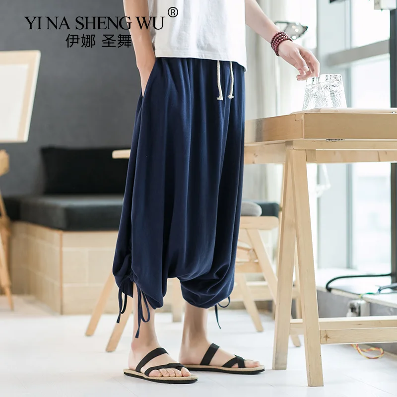 Льняные повседневные брюки Harlan в китайском стиле большие модные хлопковые