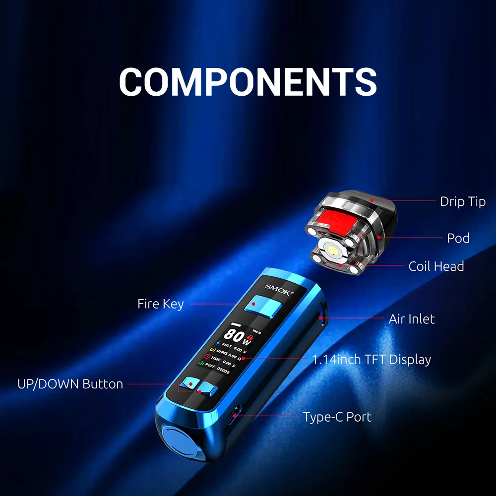 SMOK RPM2 Pod System Kit 2000mah Battery 80W Vape Mod & 7ml RPM fit Mesh MTL Coil Vaporizer VS NORD 2 MAG | Электроника
