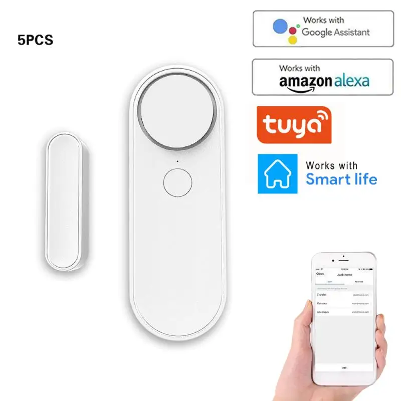 

Tuya Smart Adjustable Alarm Volume WiFi Door Sensor Window Sensor Door Magnetic Alarm Detector Intrusion Sound Alarm