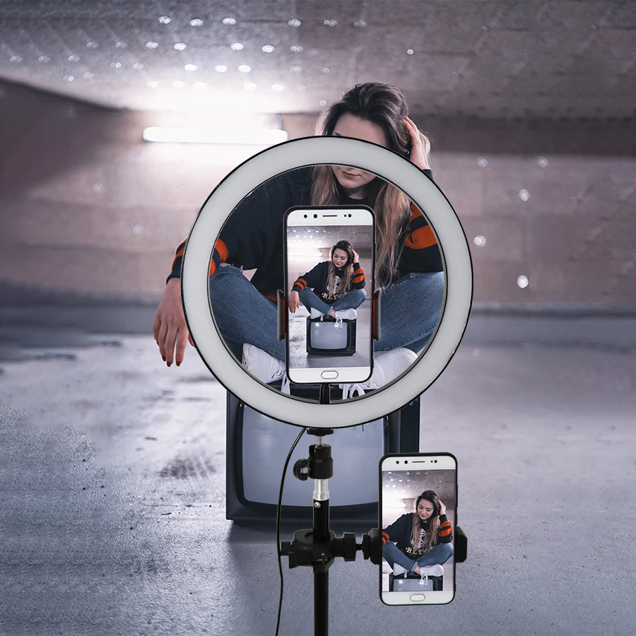 Светодиодная кольцевая лампа Mezher 26 см для селфи studio3200k-6500k фотосъемки записи