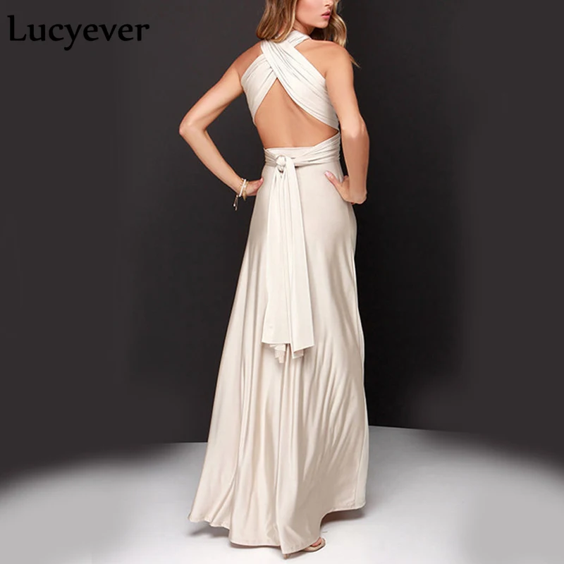 Сексуальное летнее женское длинное платье Lucyever с открытой спиной открытыми