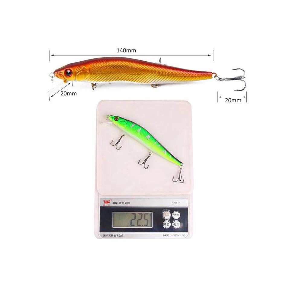 1 Шт. 14 см 23 г Topwater Wobblers 3D Глаза Рыболовные Приманки Минноу Твердые 3 рыболовные