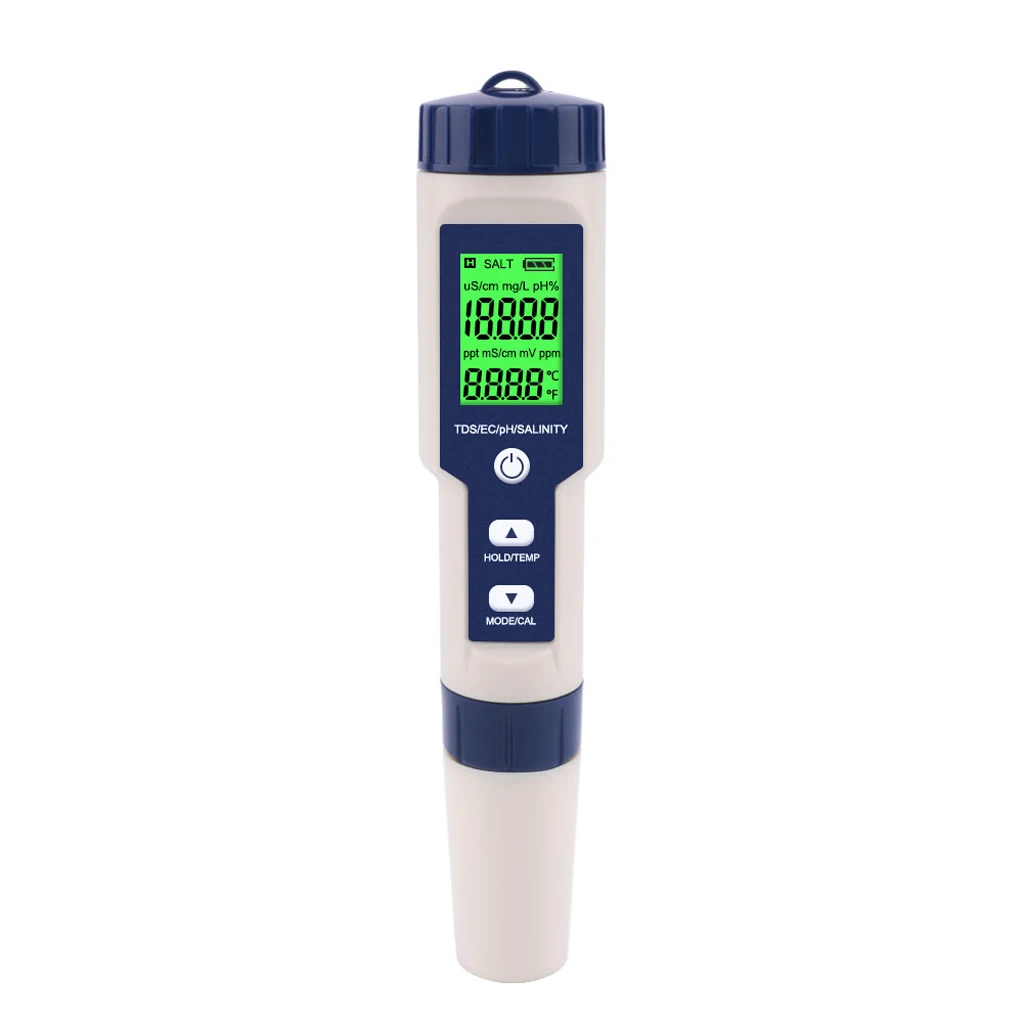 Тестер качества воды 5 в 1 TDS/EC/PH/солености/TEMP со сменным электродом может измерять