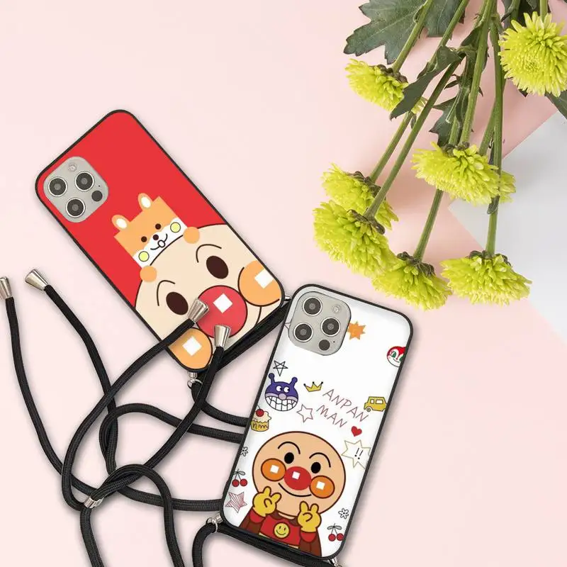 

Anpanman Japan cute cartoon Phone Case For iPhone 7 8 11 12 X XS XR MINI Pro Max Plus Strap Cord Chain Lanyard soft