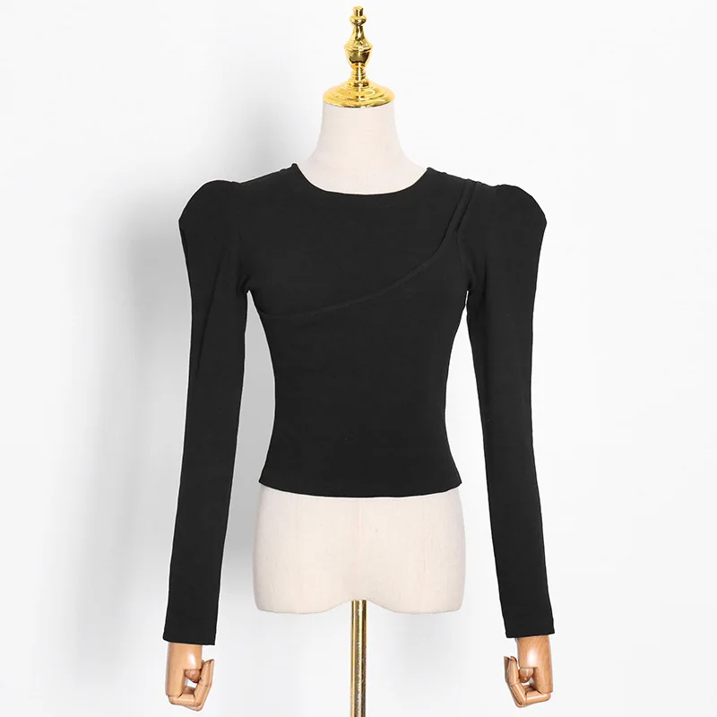 

2021 Spring O-neck Slim Bodycon Solid Women Tee Shirt Long Sleeve Casual Design Fashion Female Tops Korean All-match 13A145