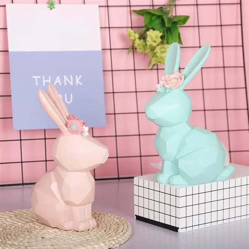 Пасхальный кролик столешница из полимерного материала Статуэтка сидящий венок