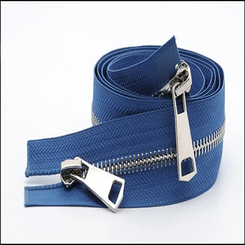royalbluesilver 1 шт., золотые, серебристые, черные, экологически чистые Металлические молнии, 5# A Coudre, двойные ползунки, застежки-молнии для шитья, пуховики, аксессуары - Цвет: royalbluesilver